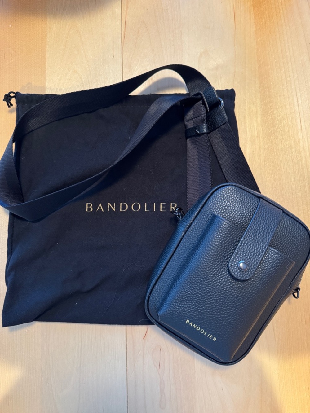 Bandolier Black Pebbled Leather Crossbody Bag